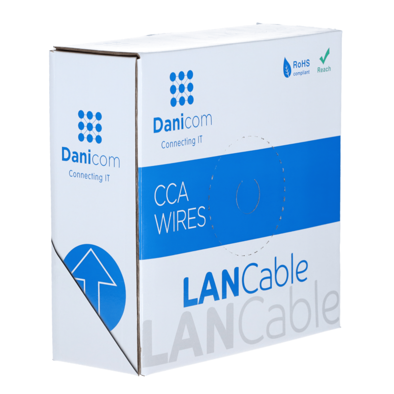 CAT6 SF/UTP 100m kabel op rol soepel grijs CCA