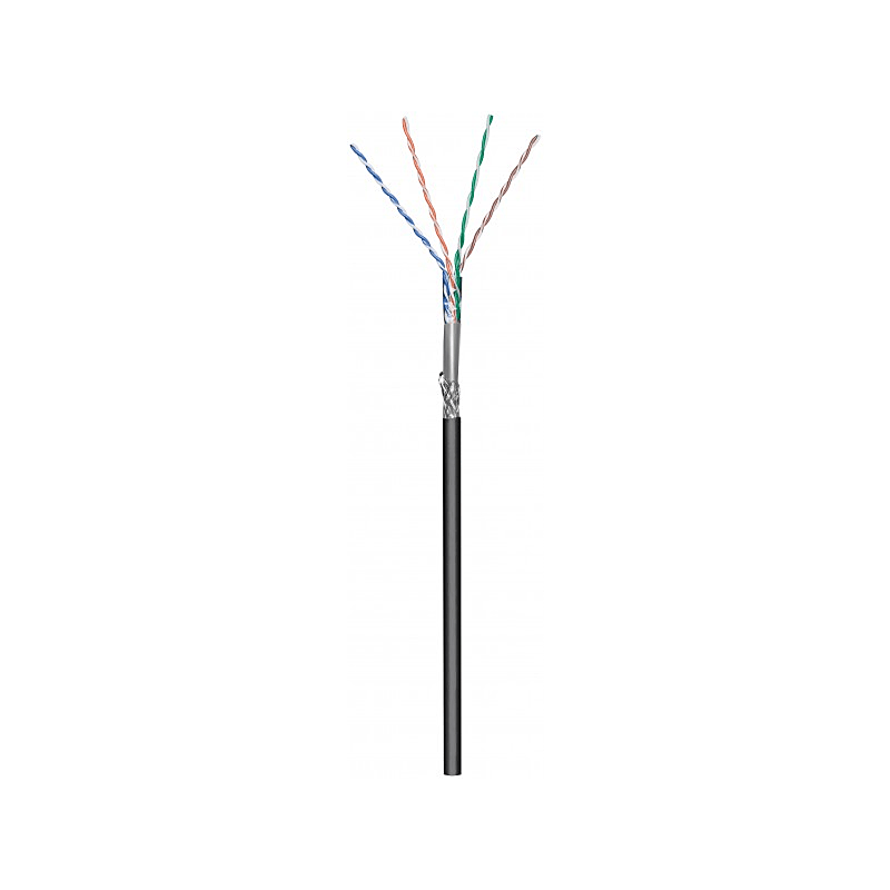 CAT6 SF/UTP 100m buitenkabel op rol stug zwart CCA