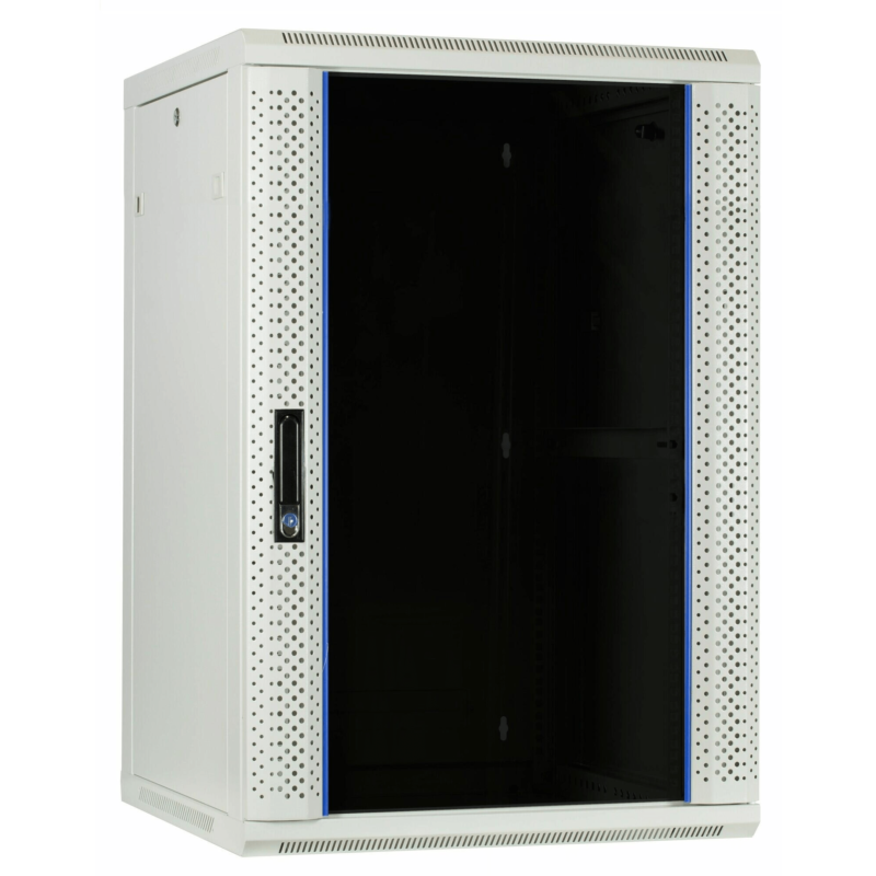27U witte wandkast met glazen deur 600x600x1300mm (BxDxH)