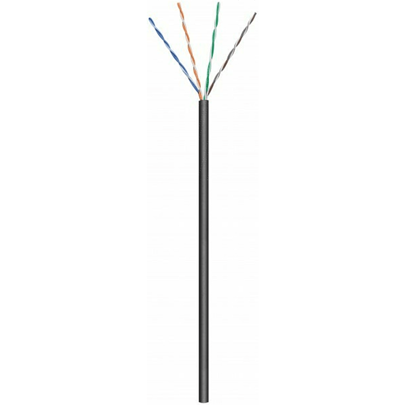 CAT6 U/UTP 305m buitenkabel op rol soepel zwart CCA