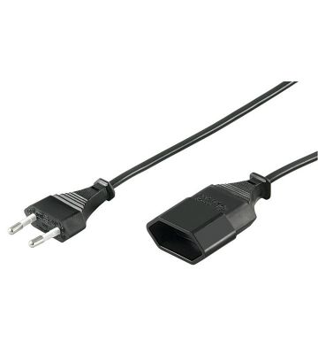 Stroomkabel verloop europlug 5m zwart
