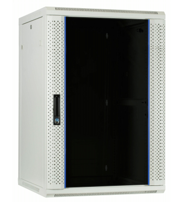 22U witte wandkast met glazen deur 600x600x1100mm (BxDxH)