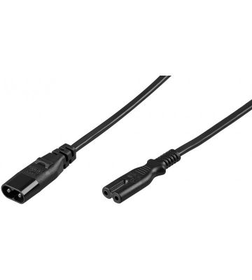 Stroomkabel verloop C7 naar C8 2m zwart