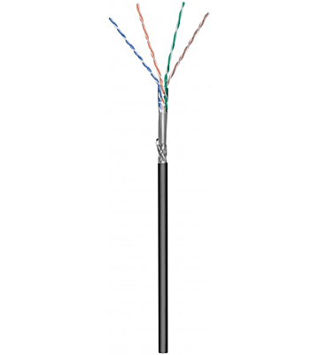 CAT6 S/FTP 50m buitenkabel op rol stug zwart CCA