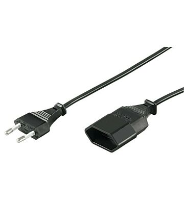 Stroomkabel verloop europlug 5m zwart