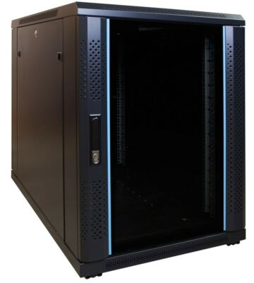 15U minikast met glazen voordeur 600x1000x770mm