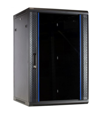 22U wandkast met glazen deur 600x600x1100mm (BxDxH)