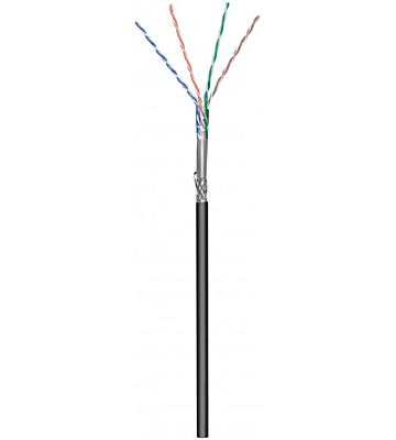 CAT6 SF/UTP 100m buitenkabel op rol stug zwart CCA