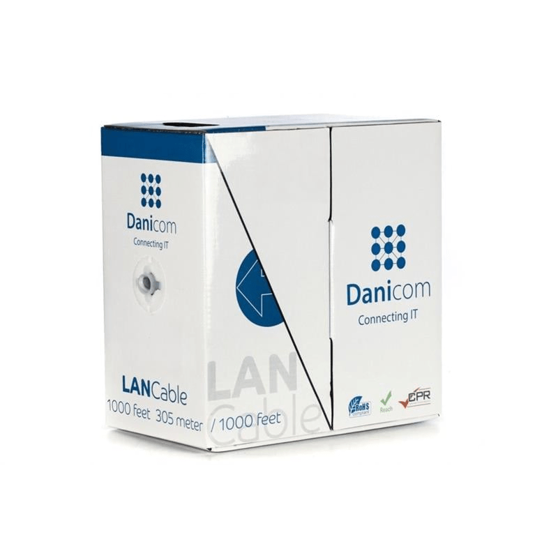 CAT6 U/UTP 305m kabel op rol stug grijs CCA