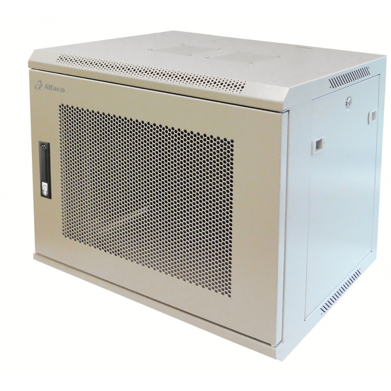 9U witte wandkast met geperforeerde voordeur 600x450x500mm