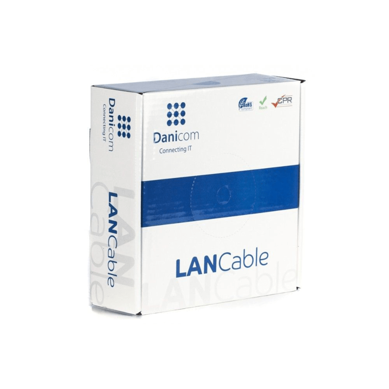 CAT5e U/UTP 50m kabel op rol stug grijs CCA