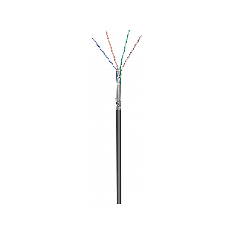CAT6 SF/UTP 50m buitenkabel op rol soepel zwart CCA