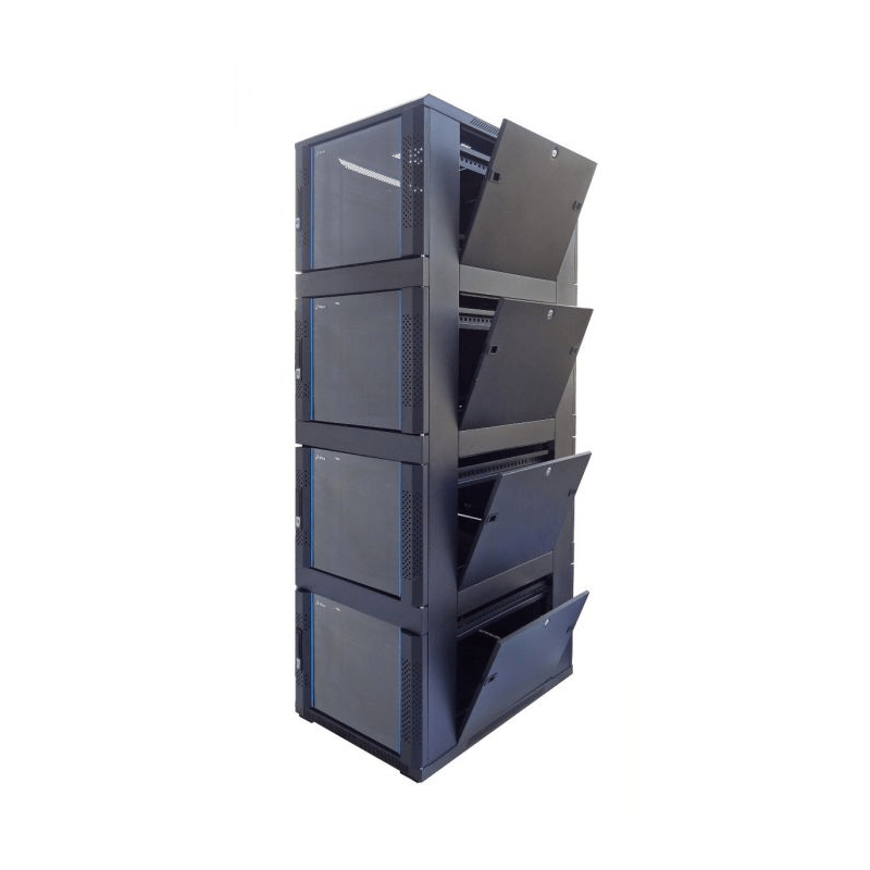 42U compartiment serverkast met glazen voordeur - 4x9U -  800x800x2000mm