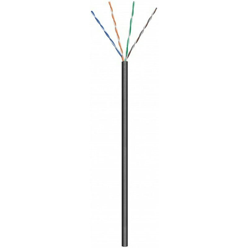 CAT6 U/UTP 305m buitenkabel op rol stug zwart CCA