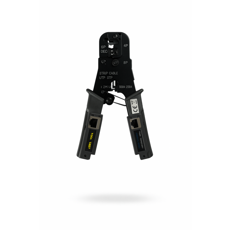 Krimptang voor RJ11 en RJ45, met ingebouwde kabeltester