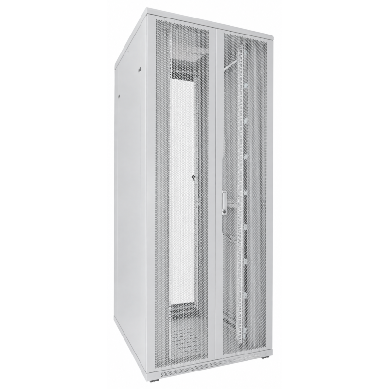 42U witte serverkast met dubbele geperforeerde voor- en achterdeuren 800x1000x2000mm (BxDxH)